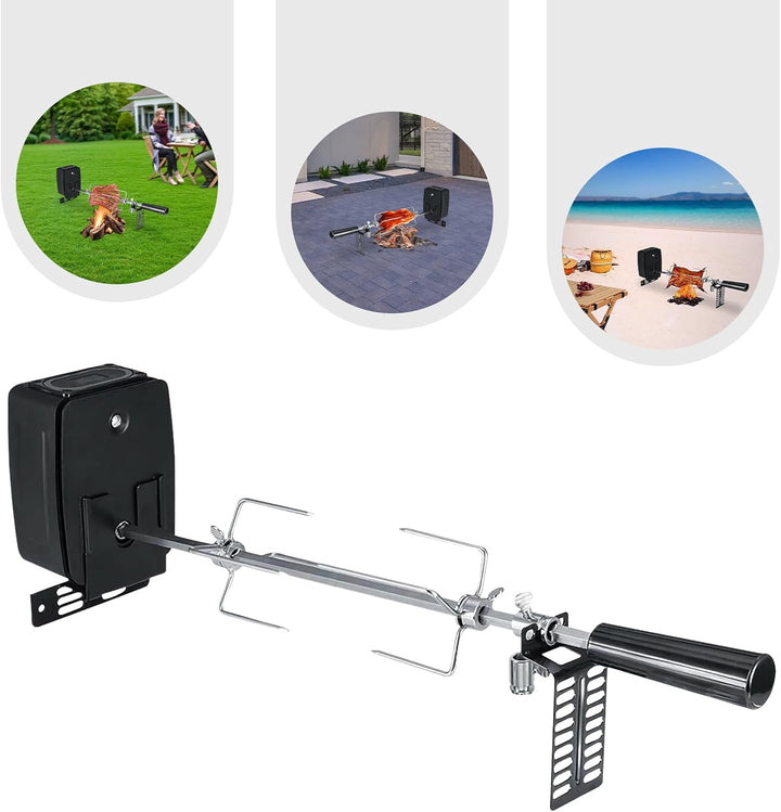 Elektrischer Edelstahl-Grillspiess, Grillspiess für den Hausgebrauch, mit um 360° Verstellbarer Dreh