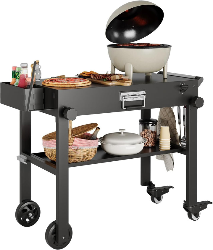 GarveeLife Mobiler BBQ Grillwagen für Blackstone Griddle 17"/22" – Faltbarer Edelstahl Grilltisch mi