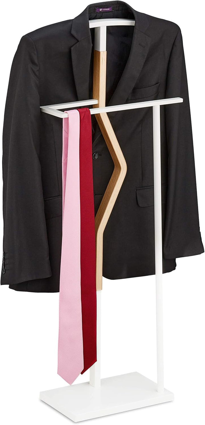 Relaxdays Herrendiener, für Anzug & Hose, Holz Metall Mix, Schlafzimmer, Kleiderbutler, HBT 107 x 48