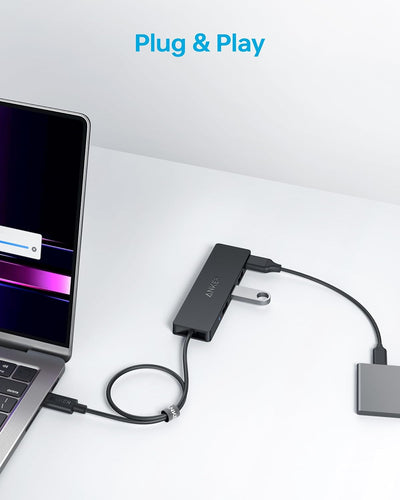 Anker USB-C Hub, 4 Port USB 3.0 Datenhub mit 5 Gbit/s Datenübertragung, 60cm Erweiterungskabel (ohne