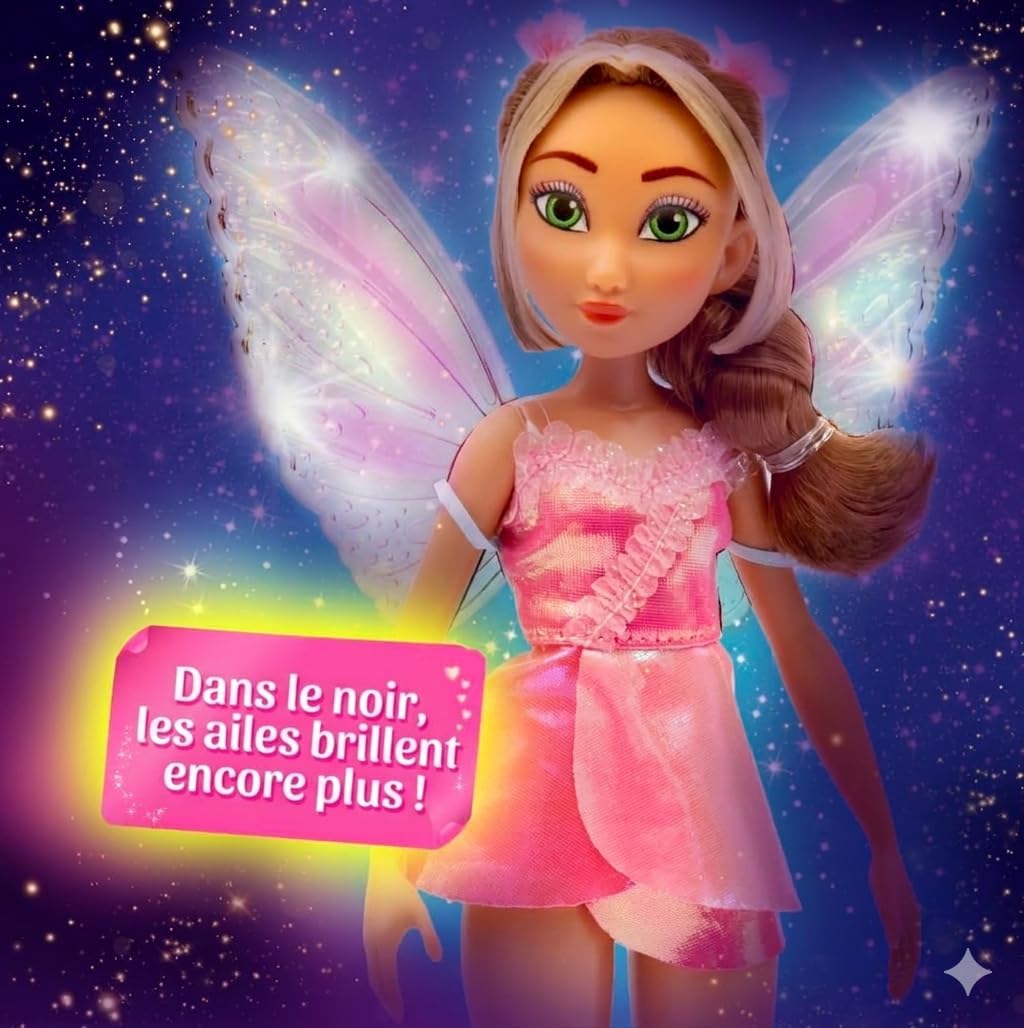 Winx Fairy Light Up Wings Doll – Flora with Sparkling Outfit & Glowing Wings – 27cm Fashion Doll wit