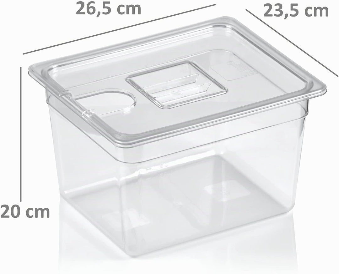 Mahlzeit Sous Vide Set, GN Behälter inkl. Deckel und Gestell | Verstellbar Professionelles Gestell z