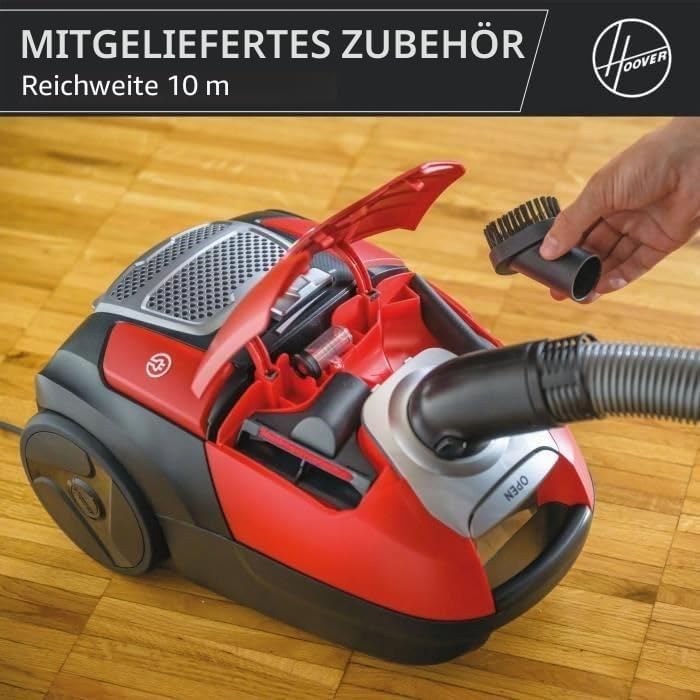 Hoover Bodenstaubsauger mit 3,5 L Beutel – leiser Staubsauger (69 dBA) mit automatischem Beutelentso