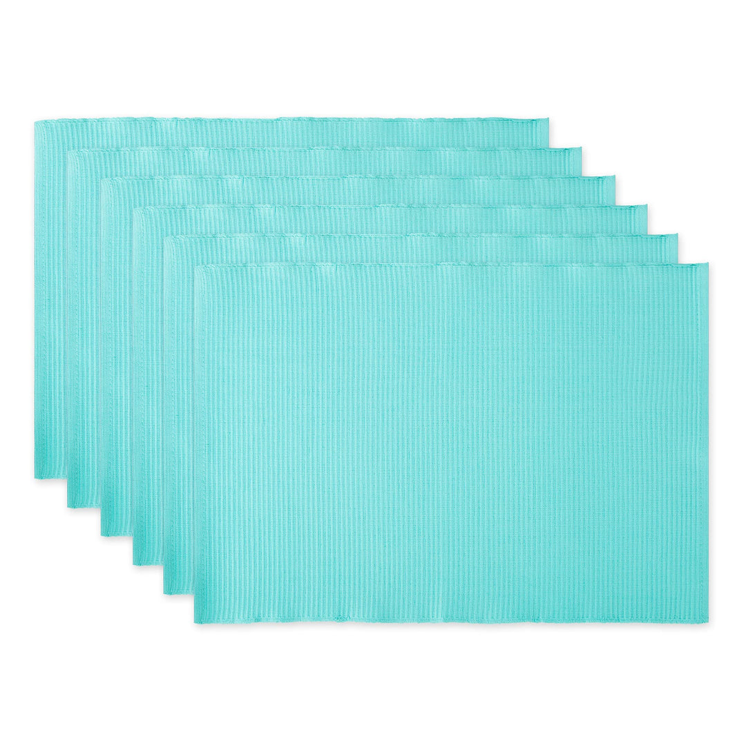 DII Basic Everyday Gerippte Tischplatte, 100% Baumwolle, Tischset, 33 x 48 cm, Aqua, 6-teilig, Aqua