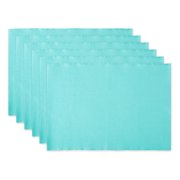 DII Basic Everyday Gerippte Tischplatte, 100% Baumwolle, Tischset, 33 x 48 cm, Aqua, 6-teilig, Aqua