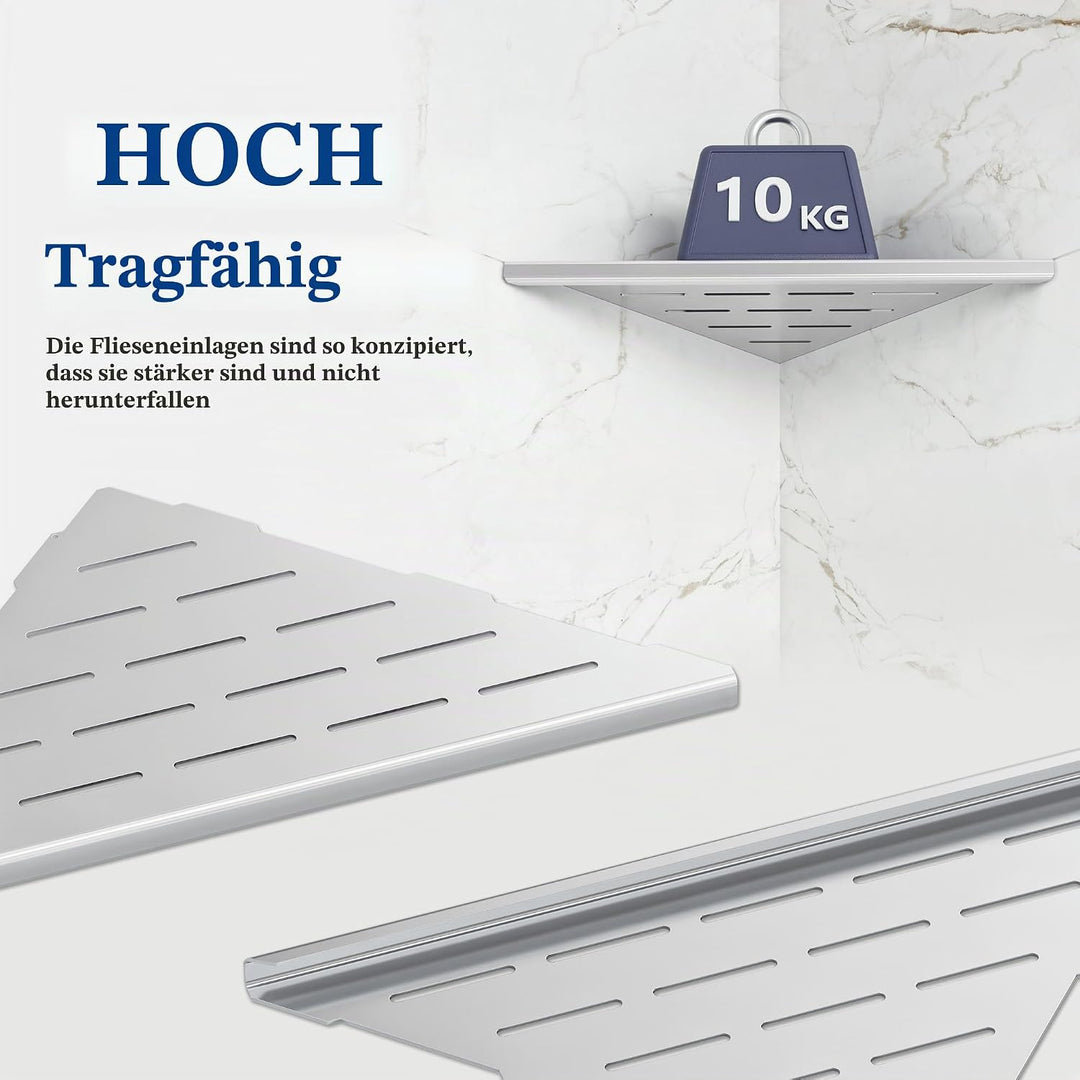 Neodrain Eck-Duschablage 304 Edelstahl Duschregal ohne Bohren 305mm Duschkorb Platzsparend für Gefli