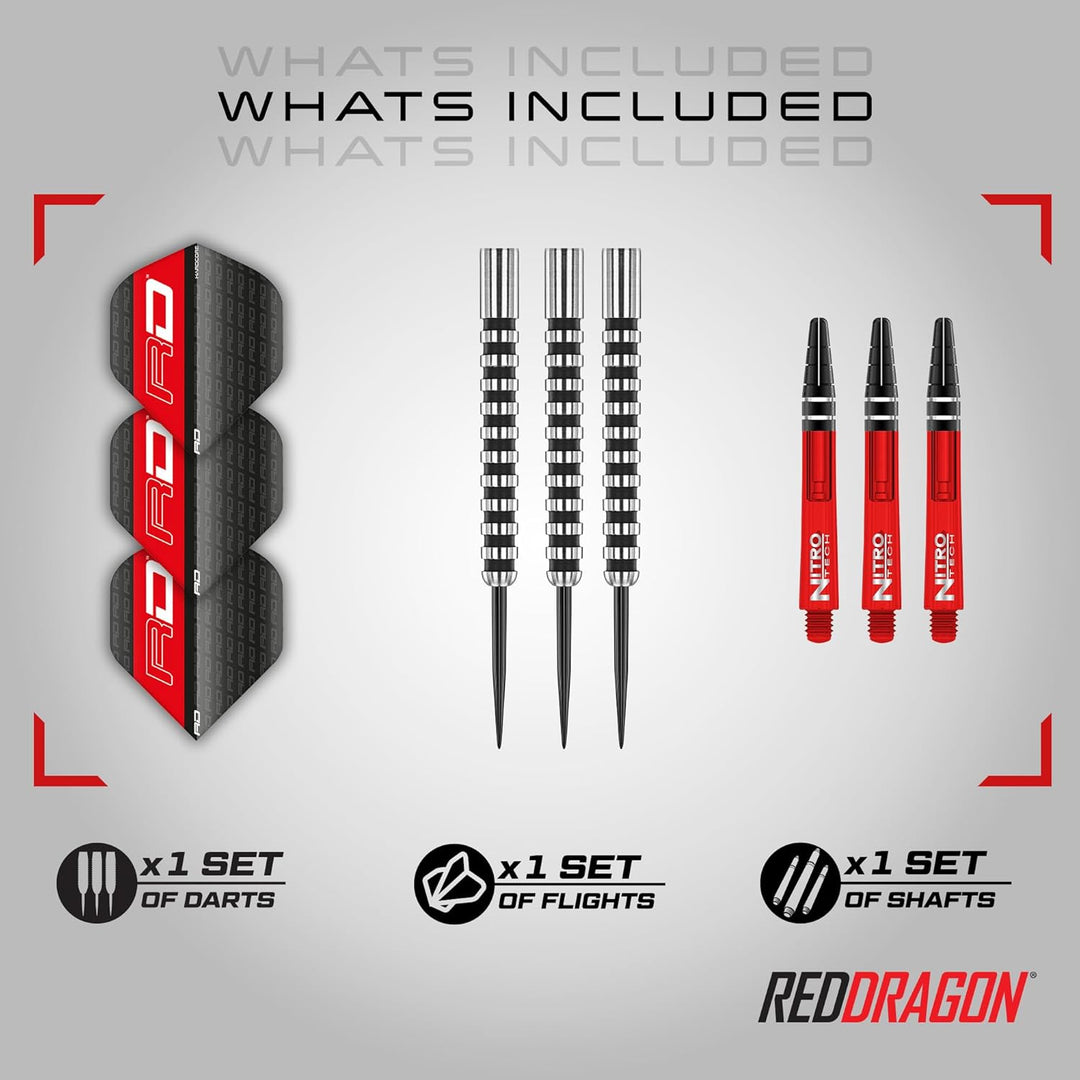 RED DRAGON Javelin Black Series Profi Dartpfeile Steeldarts Setmit Flights und Schäfte 22.0 Gramm, 2