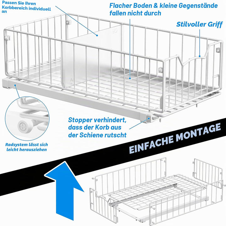 Simple Houseware Ausziehbarer Schrank-Schiebekorb, Weiss Weiss/Opulenter Garten, Weiss/Opulenter Gar