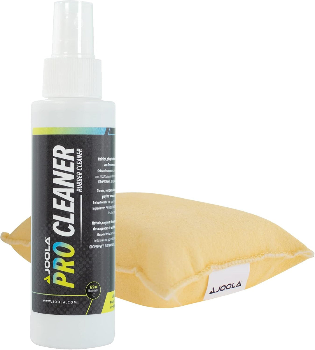 JOOLA Tischtennis Reinigungsset PRO Cleaner Belag Reiniger und Reinigungsschwamm, transparent, 125ml
