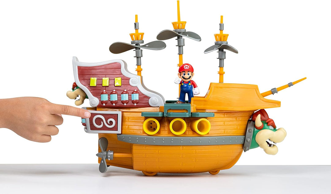 Super Mario Deluxe Bowsers Luftschiff-Spielset mit Mario-Actionfigur