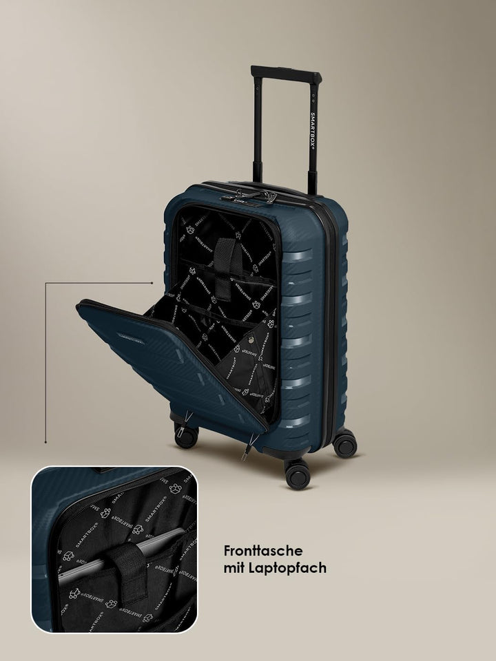 Smartbox Kabinenkoffer mit Laptopfach 36x22x55 cm, Handgepäck Koffer mit Frontöffnung, Leichter Hart