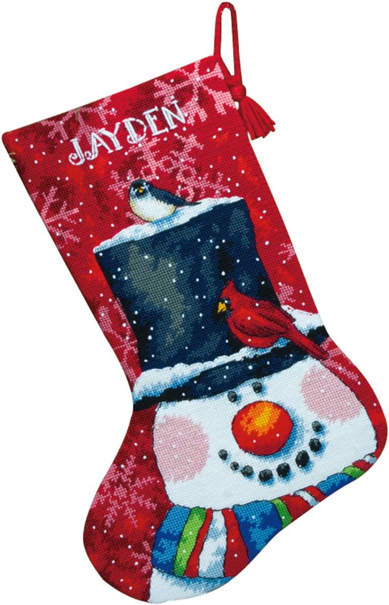 DIMENSIONS Stocking SMAN&Friend, Cotton, Snowman & Friends Stithced Wool & Floss, c1 Snowman & Frien