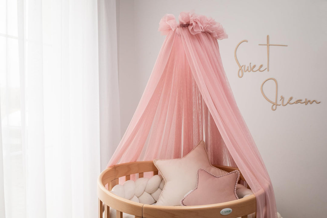 Waldin Baldachin, Himmel und Himmelstange zur Befestigung am Bett, OHNE Bett, Rosa, Rosa