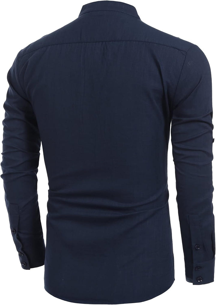 COOFANDY Herren Hemd Langarm Henley Shirt Leinenhemd Baumwolle Casual Regular Fit Sommerhemd A-dunke