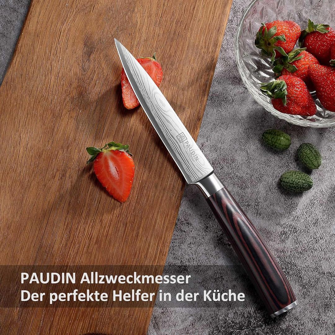 PAUDIN Kochmesser Allzweckmesser Profi 13cm Scharf Küchenmesser Chefmesser aus rostfreiem Deutscher