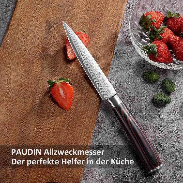 PAUDIN Kochmesser Allzweckmesser Profi 13cm Scharf Küchenmesser Chefmesser aus rostfreiem Deutscher