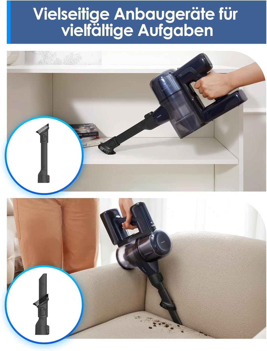 Tineco Pure ONE S50 Kabelloser Akku Staubsauger, 150AW Saugleistung, bis zu 95 Min. Laufzeit, ZeroTa