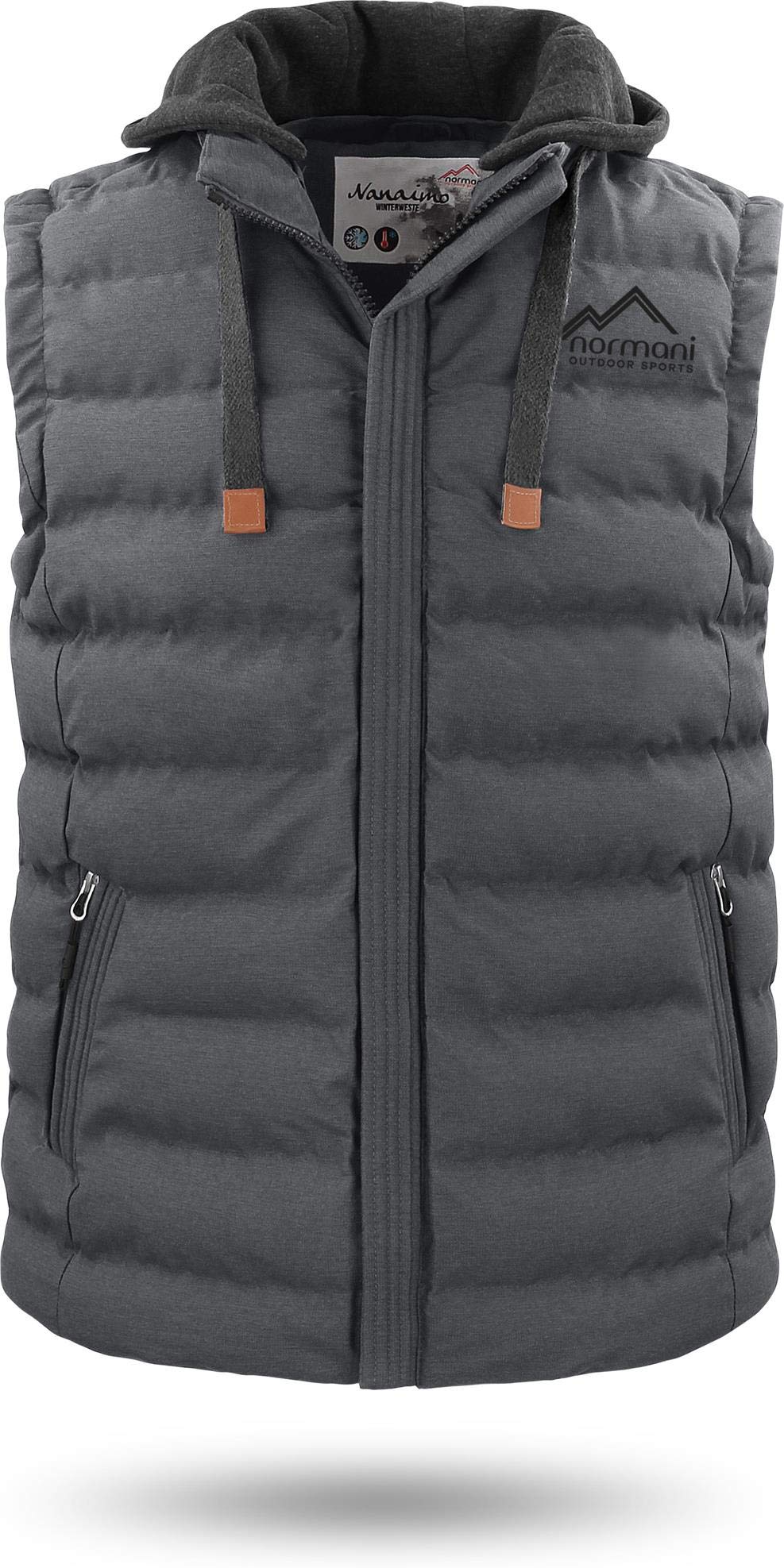 normani Herren Weste Steppweste mit Swaet Kapuze und Stehkragen - Outdoor Weste mit wasserdichten Re