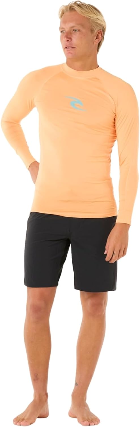 Rip Curl Herren Waves UPF 50 Performance Long Sleeve Rashguard Rash-Guard-Shirt S Mandarinenschale,