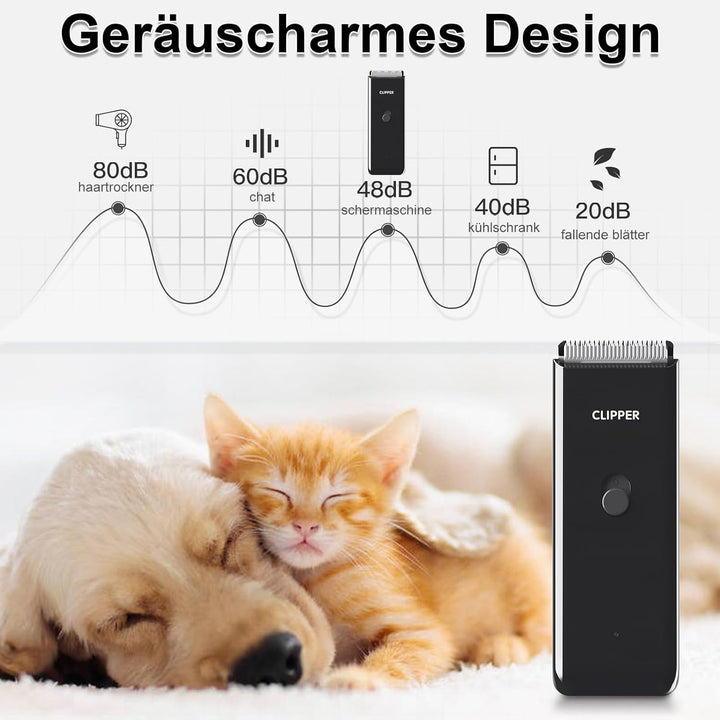 Profi Haarschneidemaschine für Hund Katze, Leise Hundeschermaschine mit Keramische Klinge, Elektrisc