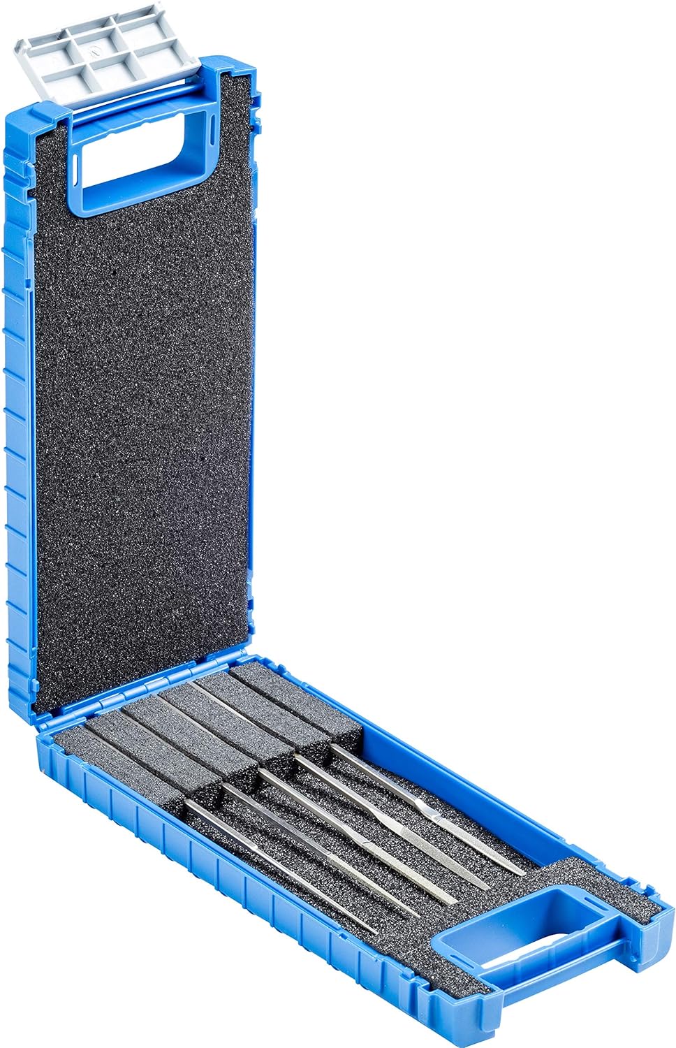 PFERD Diamant-Hemmungsfeilen-Set, 5-teilig, Korngrösse D 46, 140mm, in bruchfester Kunststoffbox, 15