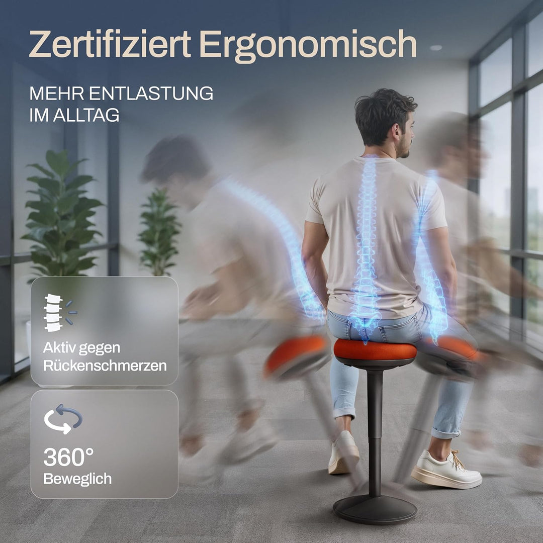 Bürohocker ergonomisch [Zertifiziert] 2in1 Sitzhocker & Stehhocker höhenverstellbar | Ergonomischer