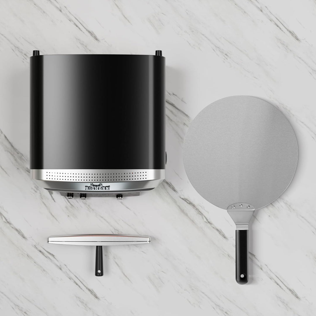 BIG HORN OUTDOORS Pizzaofen für den Innenbereich, 35 cm Elektro-Tischpizzaofen mit 6 voreingestellte