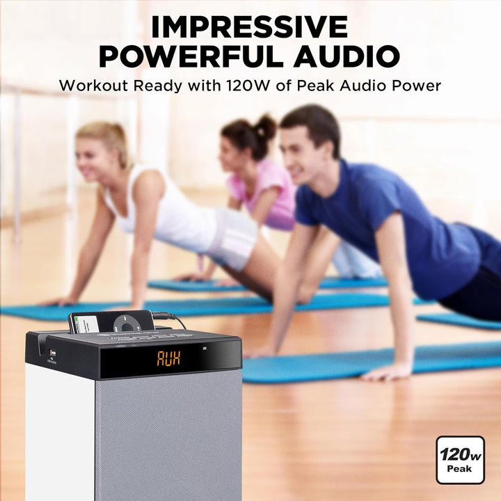 GOgroove Bluetooth Turm Lautsprecher mit integriertem Subwoofer - Standlautsprecher mit Bass und Dua