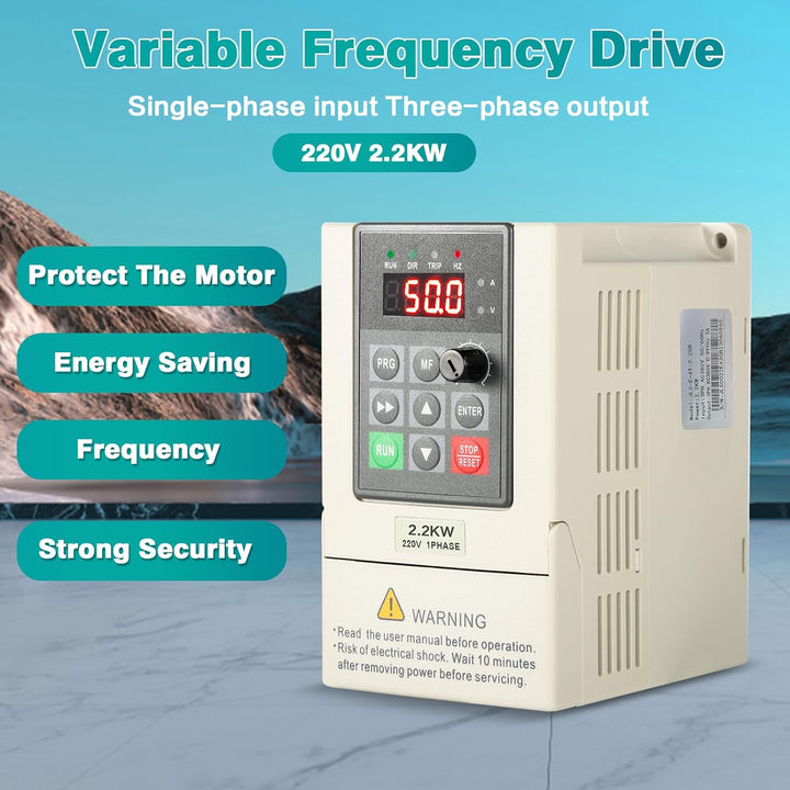 Jadeshay Frequenzumrichter, 220V 2.2 kW VFD Frequenzumrichter 1 Phasiger Eingang 3 Phasiger Ausgang