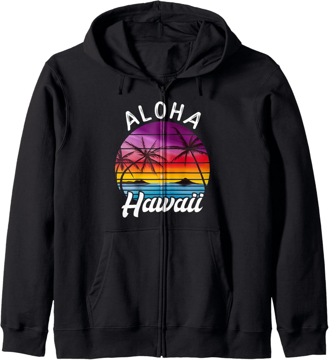 Aloha Hawaii Retro Sonnenuntergang Weinlesehawaiische Kapuzenjacke