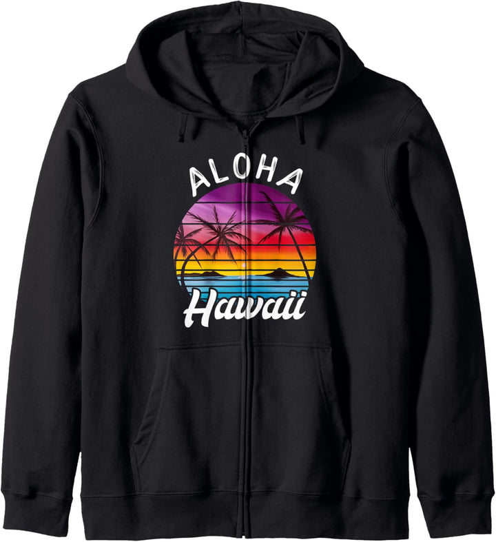 Aloha Hawaii Retro Sonnenuntergang Weinlesehawaiische Kapuzenjacke