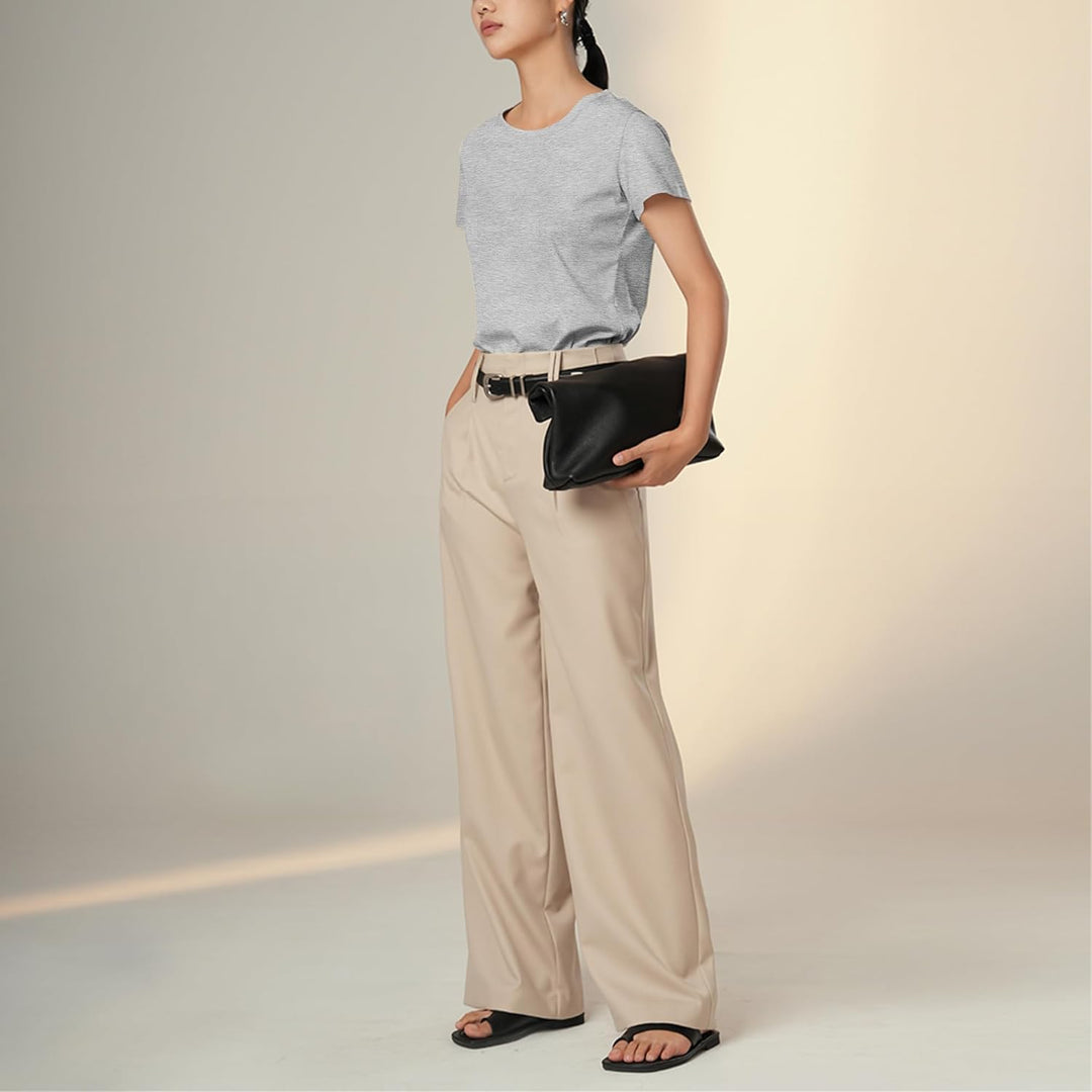 LiKing Damen T-Shirt Baumwolle Kurzarm Basic Sommer Rundhals T-Shirts Oberteile Top Bluse 1/3er Pack