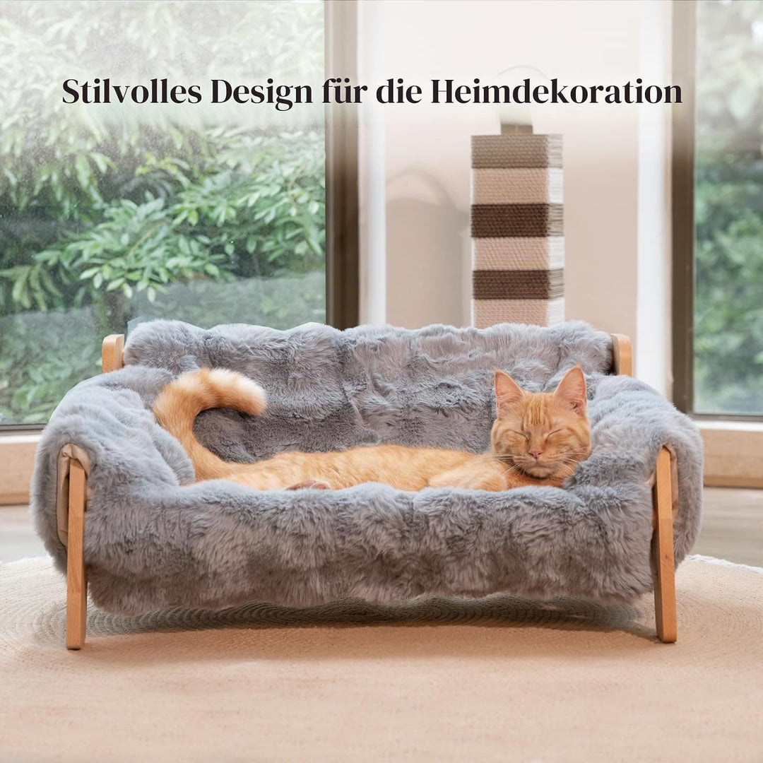 Cheerpals Katzenhängematte Katzenbett für Grosse Katzen - Freistehende Katzenliege aus Buchenholz ge