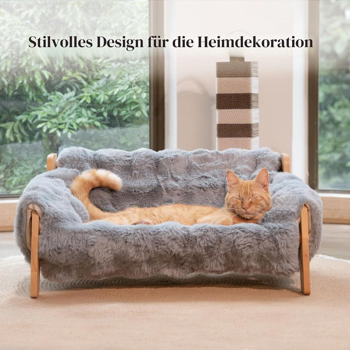 Cheerpals Katzenhängematte Katzenbett für Grosse Katzen - Freistehende Katzenliege aus Buchenholz ge