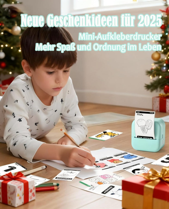 LabelCenter Mini Drucker, Sticker Drucker M02L,Mini Drucker für Smartphone Mini Sticker Drucker,Mini