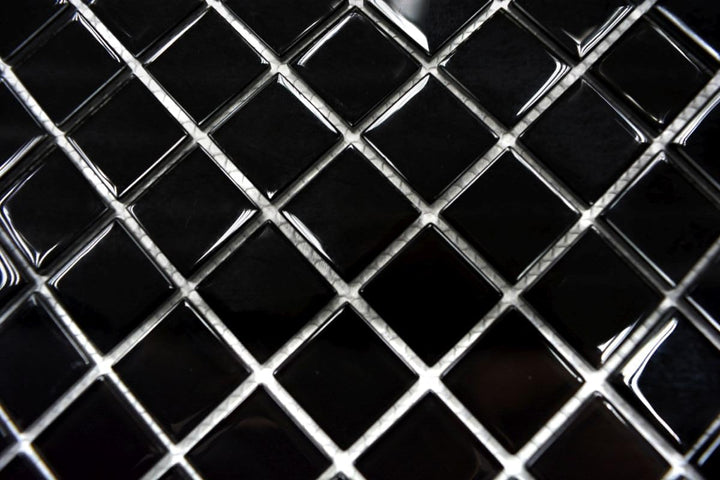 Mosaik Quadrat Crystal uni schwarz Glasmosaik Transluzent Transparent 3D Fliesenspiegel, Mosaikstein