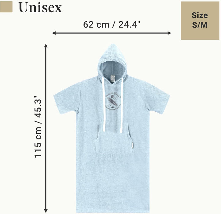 Badeponcho Unisex - Surf Poncho aus 100% Baumwolle - Handtuch für Erwachsene - Bademantel für Damen