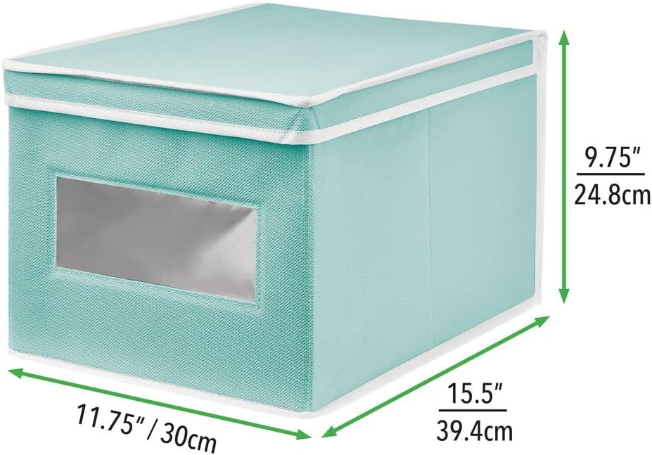 mDesign Stoffbox – praktische Aufbewahrungsbox mit Klappdeckel für Schlaf-, Wohn- oder Badezimmer –