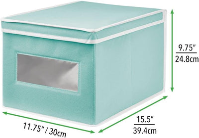 mDesign Stoffbox – praktische Aufbewahrungsbox mit Klappdeckel für Schlaf-, Wohn- oder Badezimmer –
