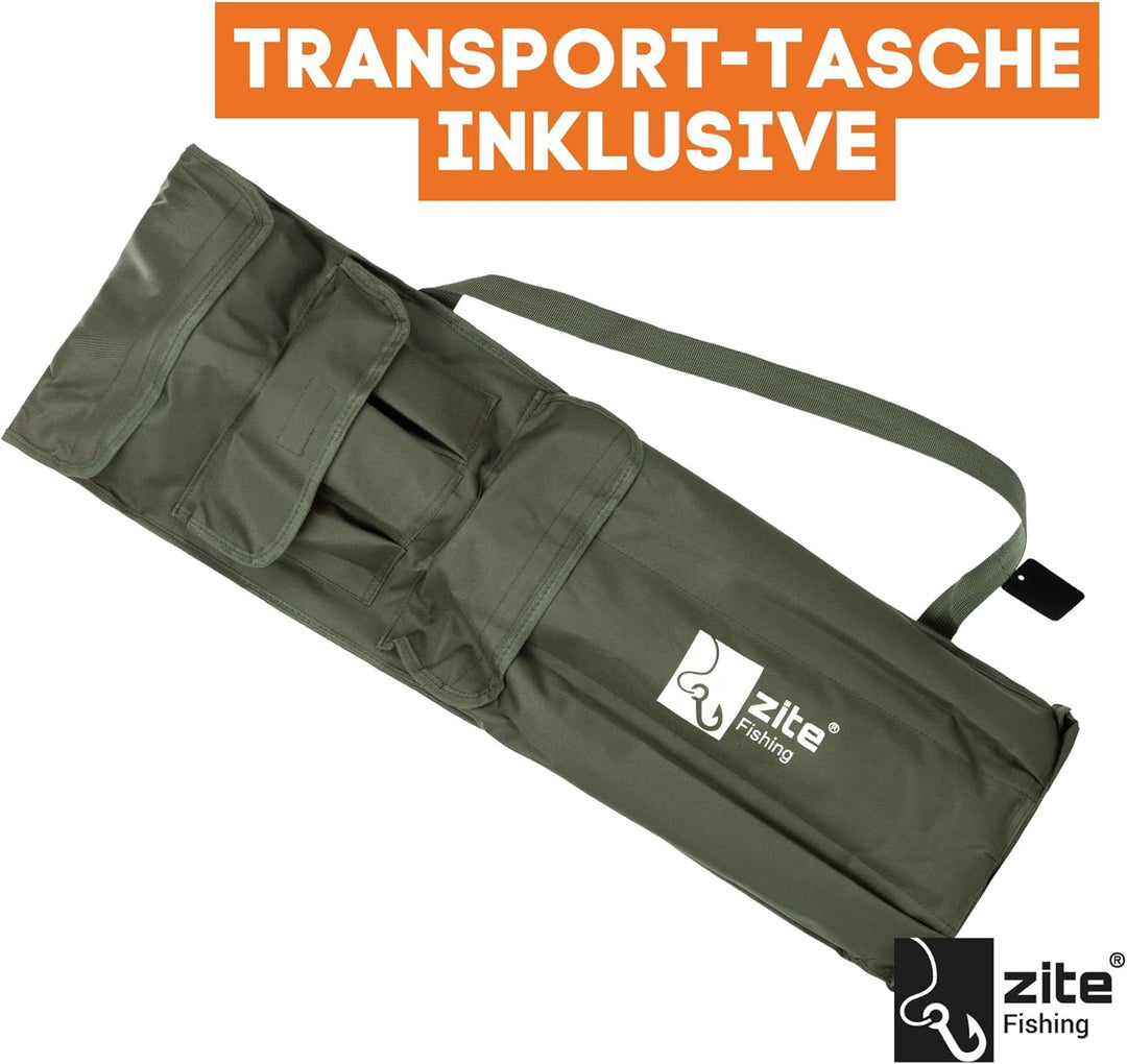 Zite Fishing Rod-Pod Rutenhalter 3 Ruten - Aluminium Rutenständer & Angel-Ständer mit Tasche zum Kar