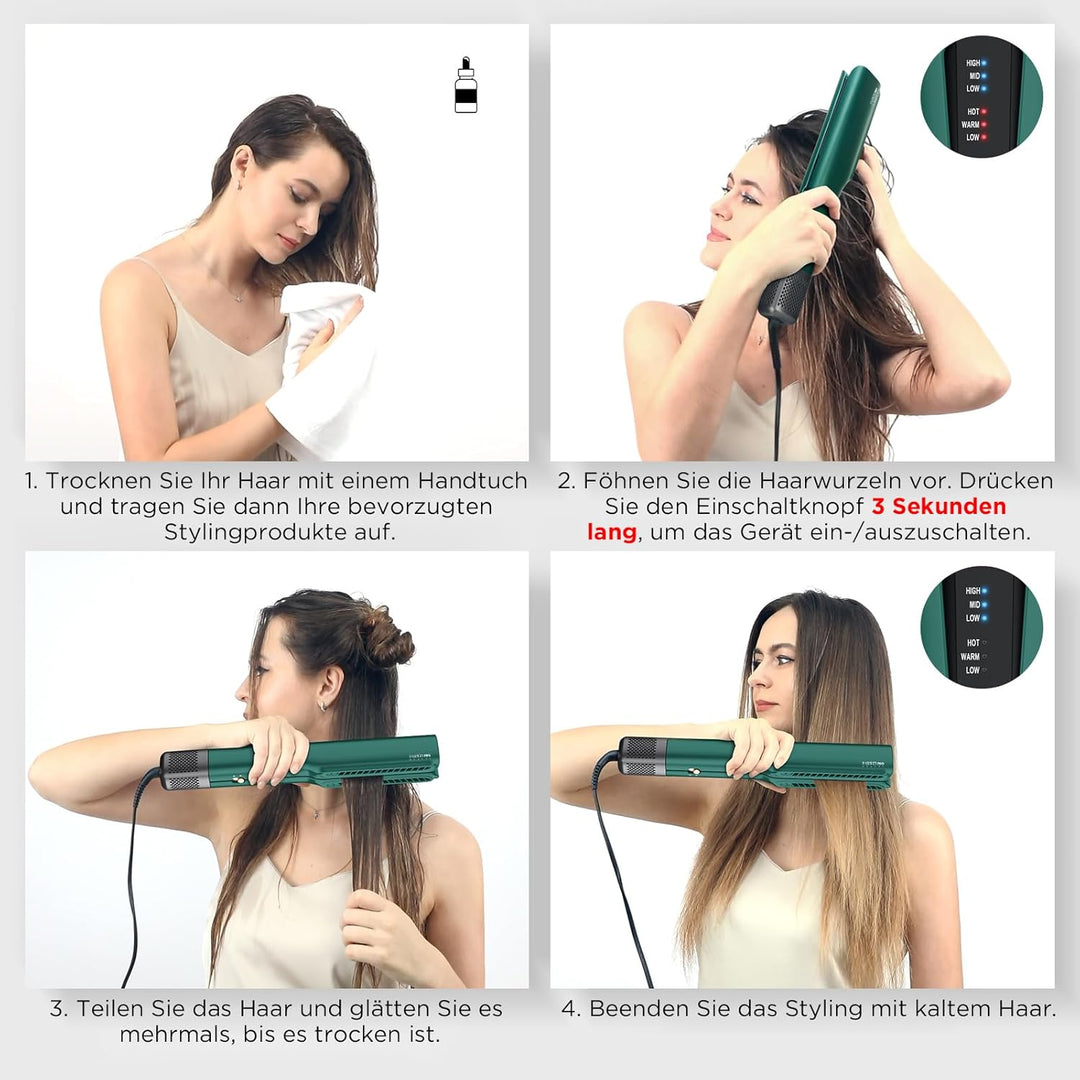 Air Haarglätter, PARWIN PRO BEAUTY Ionen Air Glätteisen, Nass bis Trocken, Ohne Heizplatten, Ohne Hi