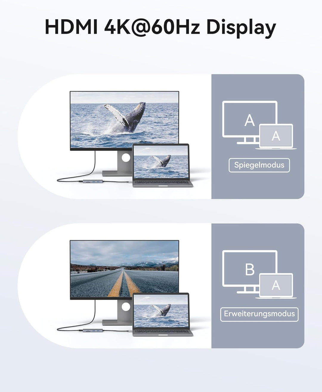 HODO USB C Hub für Macbook, USB-C Adapter Multiport 9 in 1 mit 4K 60Hz HDMI, 100W PD, SD TF Kartenst