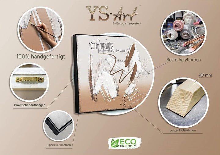 YS-Art XXL Abstrakt Acryl Gemälde auf Leinwand mit Rahmen Der Weg zum Glück handgemalte Wandbilder W