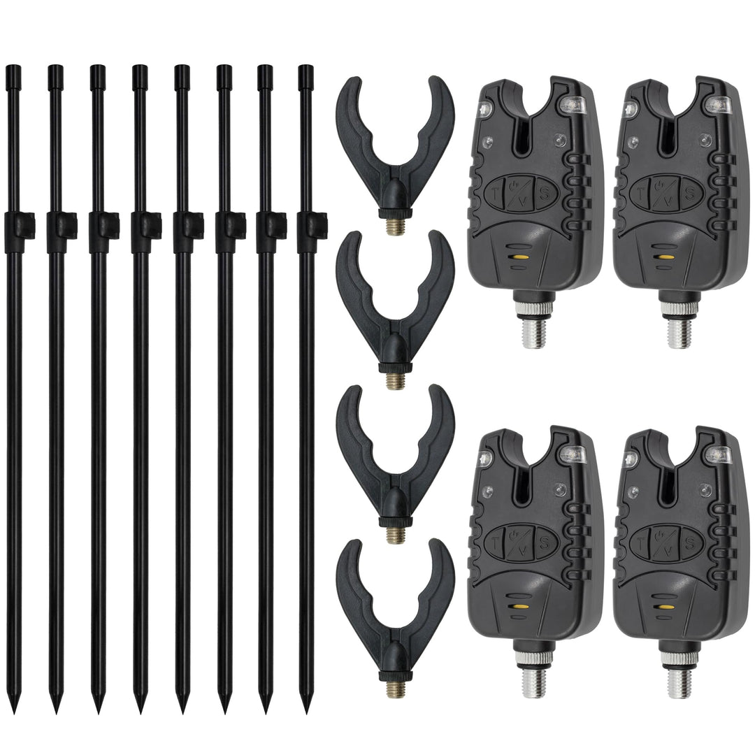 Banksticks + Bissanzeiger Set Rutenablage - Komplettes Ruten-Auflage-Set für optimales Angelerlebnis