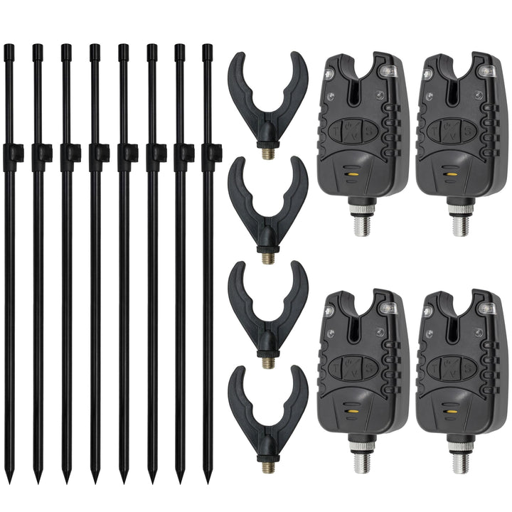 Banksticks + Bissanzeiger Set Rutenablage - Komplettes Ruten-Auflage-Set für optimales Angelerlebnis