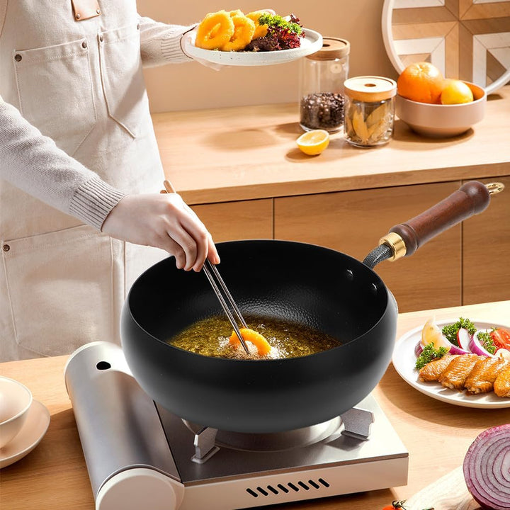 RANJIMA Japanische Eisentopf, Eisenpfanne Ohne Beschichtung, 28cm Unbeschichtete Eisenpfanne Geschmi
