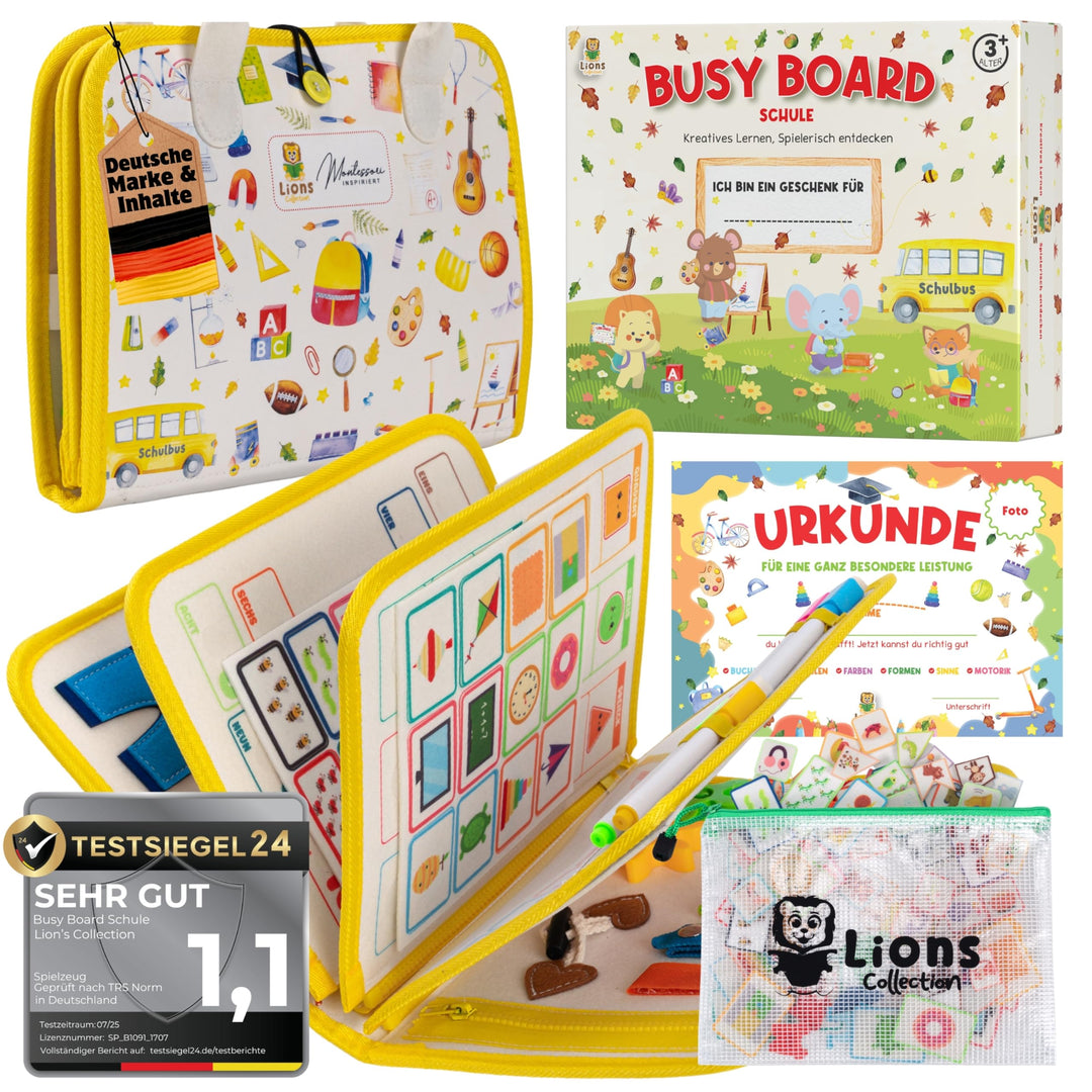 Lion’s Collection Montessori Busy Board Deutsch ab 3 Jahre – Busy Book & Activity Board für Kinder –