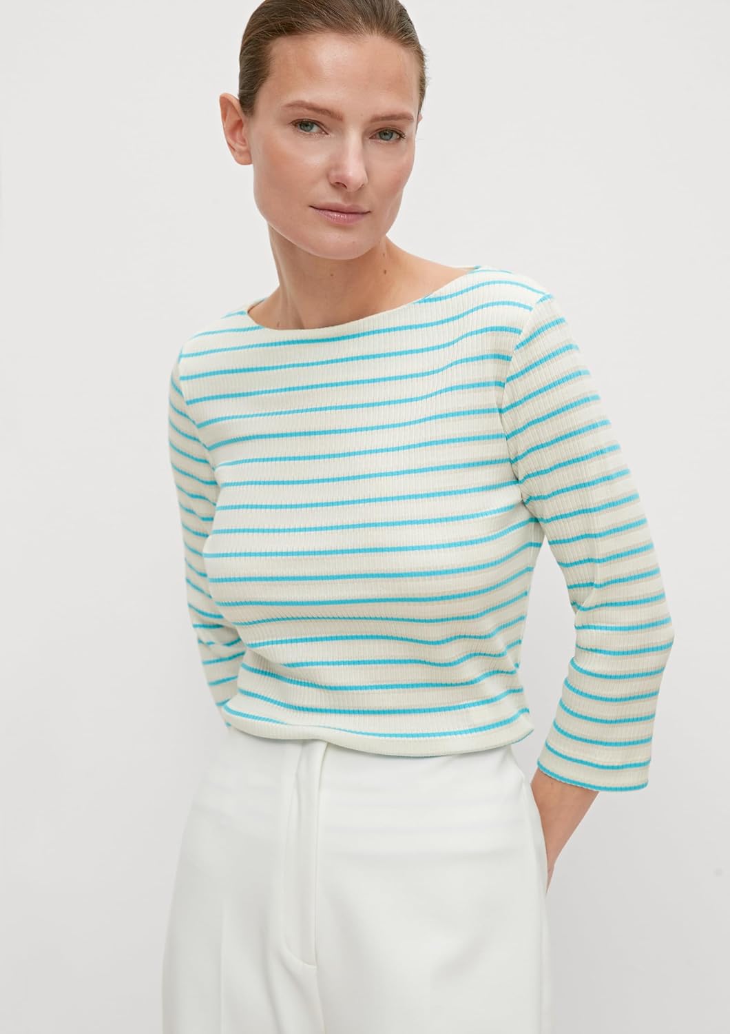 Comma Rippshirt aus Viskosemix 38 01g6_türkis, 38 01g6_türkis