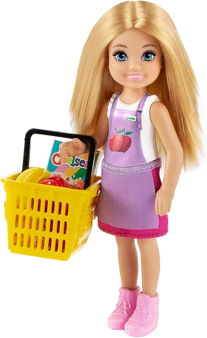 Barbie GTN67 - Chelsea-Karrierepuppe Blonde Chelsea-Puppe und Supermarkt Spielset, Spielzeug ab 3 Ja
