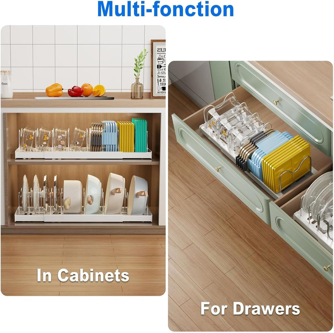 Mustorn Expandable Töpfe und Pfannen Organizer unter Schrank 1 Pack(Weiss) (32-57T)*20B*15H Weiss-1